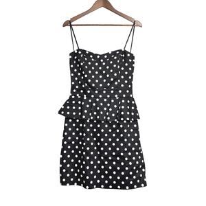 Women's B. Smart Black & White Polka Dot Cotton Strapless Dress - Size 8